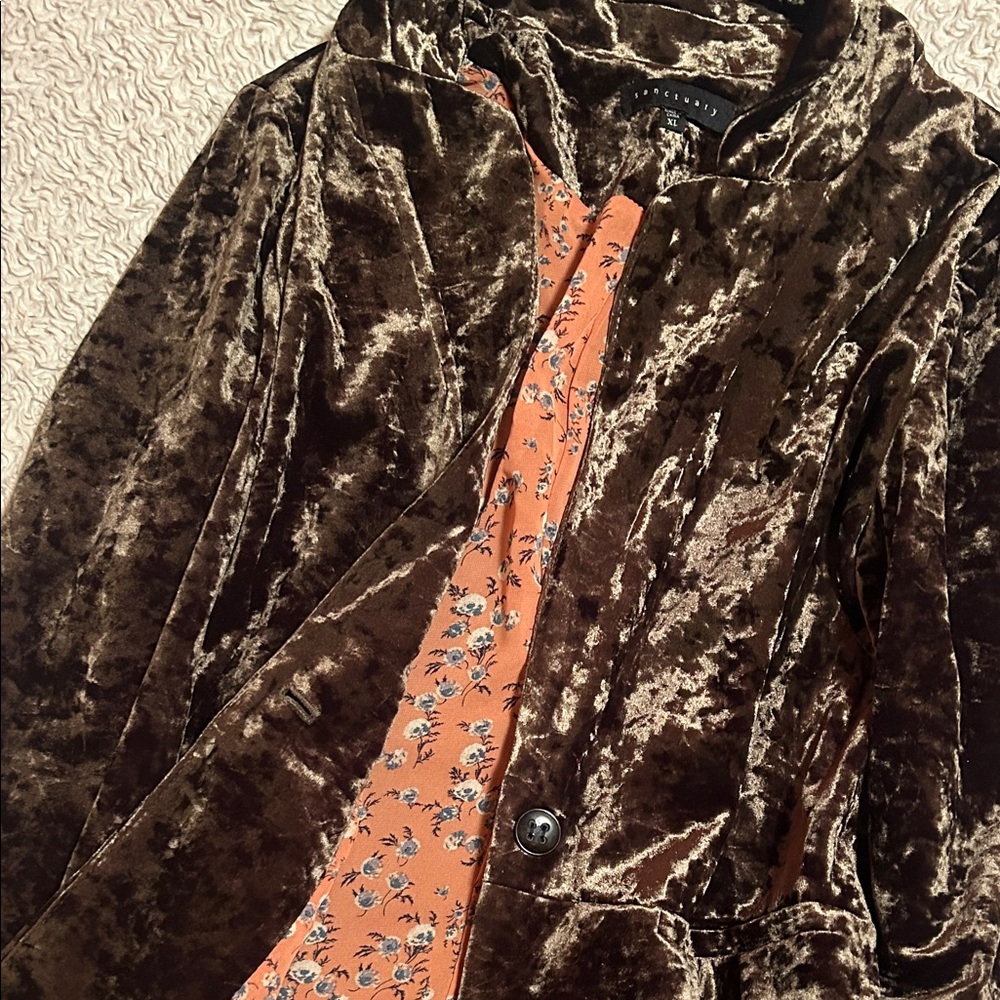 Sanctuary Velvet Blazer with Floral Accent